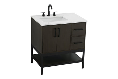 Elegant Lighting Lennox Vanity Cabinet 2Dr2Dw 32 Inch x22 Inch x34 Inch in Mocha Brown Model: VF60732MMB