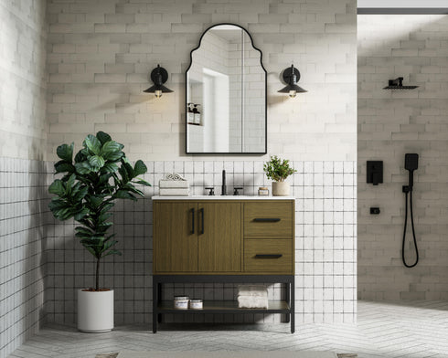Elegant Lighting Lennox Vanity Cabinet 2Dr2Dw 36 Inch x22 Inch x34 Inch in Chestnut Brown Model: VF60736MCB
