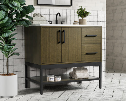Elegant Lighting Lennox Vanity Cabinet 2Dr2Dw 36 Inch x22 Inch x34 Inch in Chestnut Brown Model: VF60736MCB