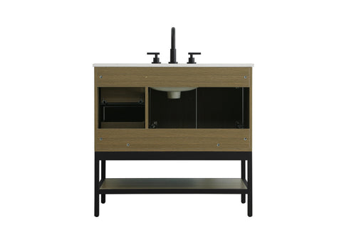 Elegant Lighting Lennox Vanity Cabinet 2Dr2Dw 36 Inch x22 Inch x34 Inch in Chestnut Brown Model: VF60736MCB