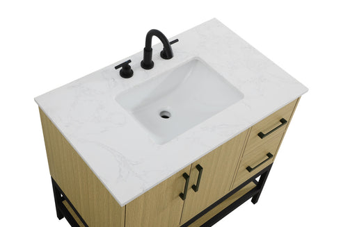 Elegant Lighting Lennox Vanity Cabinet 2Dr2Dw 36 Inch x22 Inch x34 Inch in Honey Brown Model: VF60736MHB