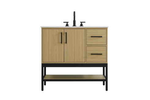 Elegant Lighting Lennox Vanity Cabinet 2Dr2Dw 36 Inch x22 Inch x34 Inch in Honey Brown Model: VF60736MHB