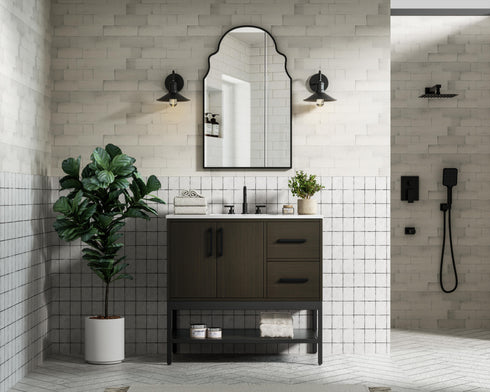 Elegant Lighting Lennox Vanity Cabinet 2Dr2Dw 36 Inch x22 Inch x34 Inch in Mocha Brown Model: VF60736MMB