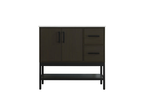 Elegant Lighting Lennox Vanity Cabinet 2Dr2Dw 36 Inch x22 Inch x34 Inch in Mocha Brown Model: VF60736MMB