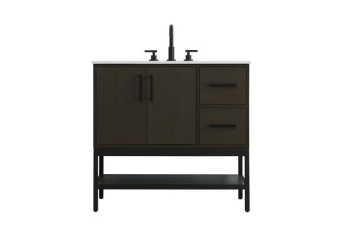 Elegant Lighting Lennox Vanity Cabinet 2Dr2Dw 36 Inch x22 Inch x34 Inch in Mocha Brown Model: VF60736MMB