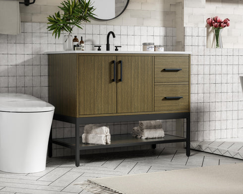 Elegant Lighting Lennox Vanity Cabinet 2Dr2Dw 42 Inch x22 Inch x34 Inch in Chestnut Brown Model: VF60742MCB