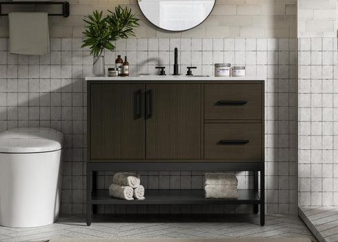 Elegant Lighting Lennox Vanity Cabinet 2Dr2Dw 42 Inch x22 Inch x34 Inch in Mocha Brown Model: VF60742MMB