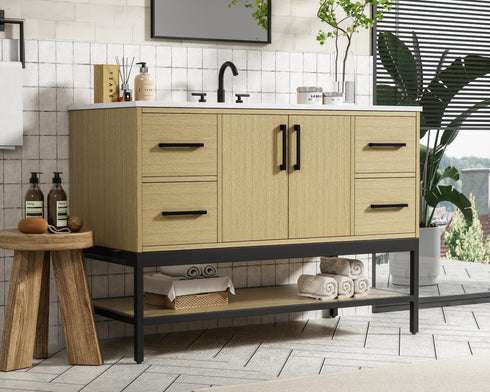 Elegant Lighting Lennox Vanity Cabinet 2Dr4Dw 48 Inch x22 Inch x34 Inch in Honey Brown Model: VF60748MHB