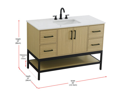 Elegant Lighting Lennox Vanity Cabinet 2Dr4Dw 48 Inch x22 Inch x34 Inch in Honey Brown Model: VF60748MHB