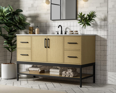 Elegant Lighting Lennox Vanity Cabinet 2Dr4Dw 54 Inch x22 Inch x34 Inch in Honey Brown Model: VF60754MHB