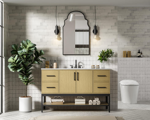 Elegant Lighting Lennox Vanity Cabinet 2Dr4Dw 54 Inch x22 Inch x34 Inch in Honey Brown Model: VF60754MHB