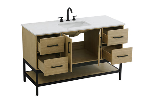Elegant Lighting Lennox Vanity Cabinet 2Dr4Dw 54 Inch x22 Inch x34 Inch in Honey Brown Model: VF60754MHB