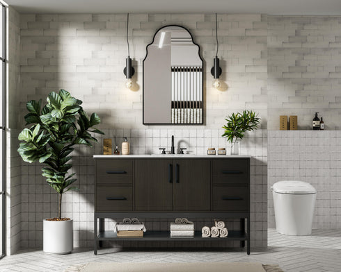 Elegant Lighting Lennox Vanity Cabinet 2Dr4Dw 54 Inch x22 Inch x34 Inch in Mocha Brown Model: VF60754MMB