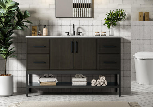 Elegant Lighting Lennox Vanity Cabinet 2Dr4Dw 54 Inch x22 Inch x34 Inch in Mocha Brown Model: VF60754MMB