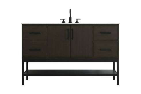 Elegant Lighting Lennox Vanity Cabinet 2Dr4Dw 54 Inch x22 Inch x34 Inch in Mocha Brown Model: VF60754MMB