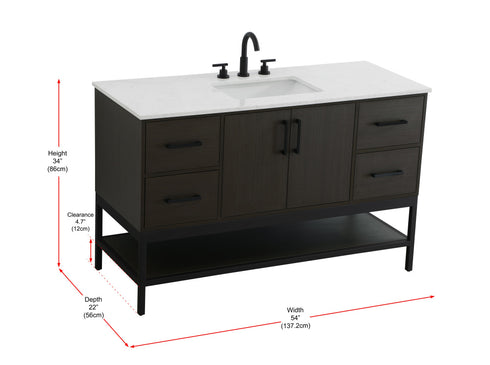 Elegant Lighting Lennox Vanity Cabinet 2Dr4Dw 54 Inch x22 Inch x34 Inch in Mocha Brown Model: VF60754MMB