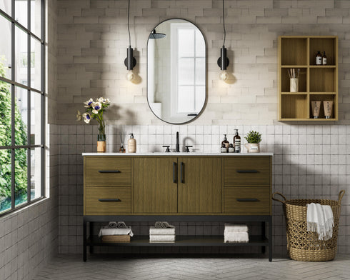 Elegant Lighting Lennox Vanity Cabinet 2Dr4Dw 60 Inch x22 Inch x34 Inch in Chestnut Brown Model: VF60760MCB