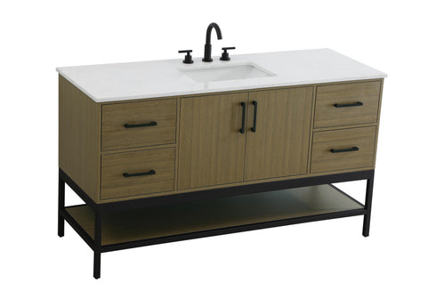 Elegant Lighting Lennox Vanity Cabinet 2Dr4Dw 60 Inch x22 Inch x34 Inch in Chestnut Brown Model: VF60760MCB