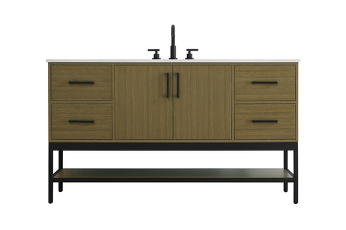 Elegant Lighting Lennox Vanity Cabinet 2Dr4Dw 60 Inch x22 Inch x34 Inch in Chestnut Brown Model: VF60760MCB
