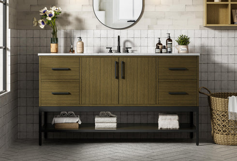 Elegant Lighting Lennox Vanity Cabinet 2Dr4Dw 60 Inch x22 Inch x34 Inch in Chestnut Brown Model: VF60760MCB