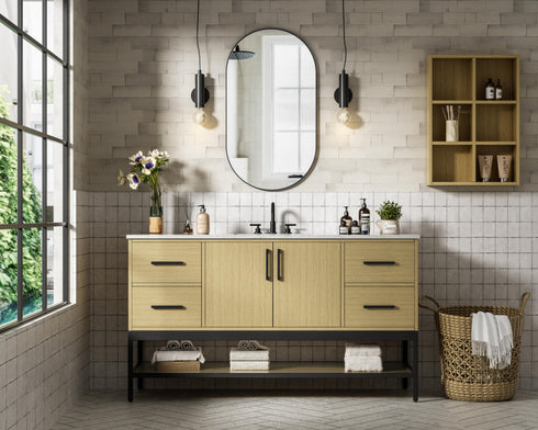 Elegant Lighting Lennox Vanity Cabinet 2Dr4Dw 60 Inch x22 Inch x34 Inch in Honey Brown Model: VF60760MHB