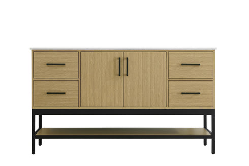 Elegant Lighting Lennox Vanity Cabinet 2Dr4Dw 60 Inch x22 Inch x34 Inch in Honey Brown Model: VF60760MHB