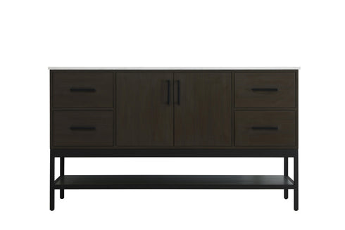 Elegant Lighting Lennox Vanity Cabinet 2Dr4Dw 60 Inch x22 Inch x34 Inch in Mocha Brown Model: VF60760MMB