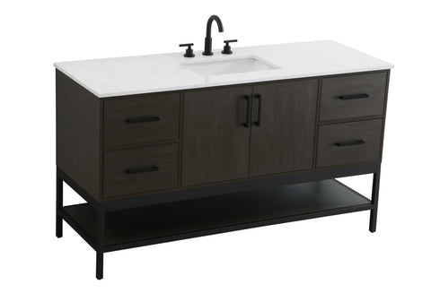 Elegant Lighting Lennox Vanity Cabinet 2Dr4Dw 60 Inch x22 Inch x34 Inch in Mocha Brown Model: VF60760MMB