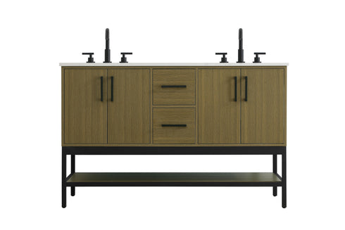 Elegant Lighting Lennox Vanity Cabinet 4Dr2Dw 54 Inch x22 Inch x34 Inch in Chestnut Brown Model: VF60754DMCB