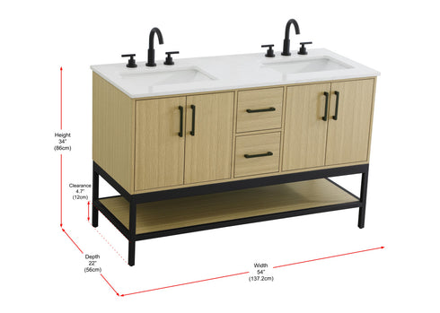 Elegant Lighting Lennox Vanity Cabinet 4Dr2Dw 54 Inch x22 Inch x34 Inch in Honey Brown Model: VF60754DMHB