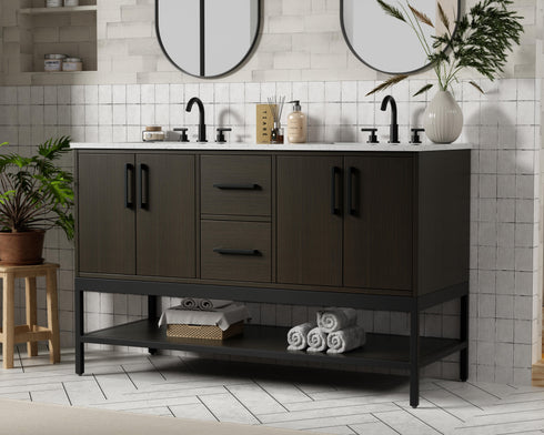 Elegant Lighting Lennox Vanity Cabinet 4Dr2Dw 54 Inch x22 Inch x34 Inch in Mocha Brown Model: VF60754DMMB
