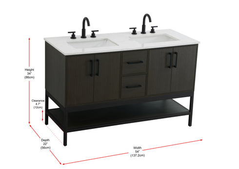 Elegant Lighting Lennox Vanity Cabinet 4Dr2Dw 54 Inch x22 Inch x34 Inch in Mocha Brown Model: VF60754DMMB
