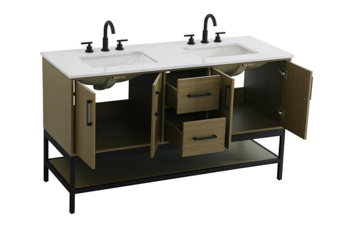 Elegant Lighting Lennox Vanity Cabinet 4Dr2Dw 60 Inch x22 Inch x34 Inch in Chestnut Brown Model: VF60760DMCB