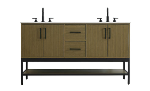 Elegant Lighting Lennox Vanity Cabinet 4Dr2Dw 60 Inch x22 Inch x34 Inch in Chestnut Brown Model: VF60760DMCB