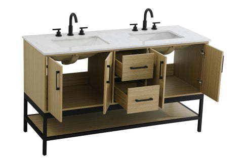 Elegant Lighting Lennox Vanity Cabinet 4Dr2Dw 60 Inch x22 Inch x34 Inch in Honey Brown Model: VF60760DMHB