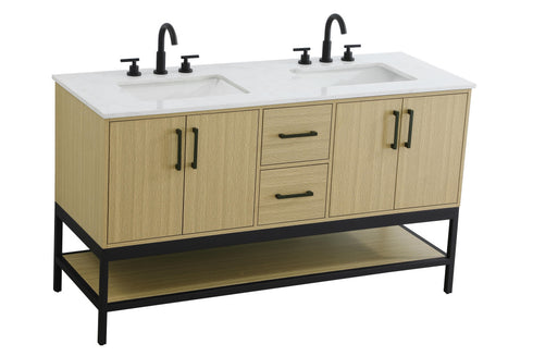 Elegant Lighting Lennox Vanity Cabinet 4Dr2Dw 60 Inch x22 Inch x34 Inch in Honey Brown Model: VF60760DMHB