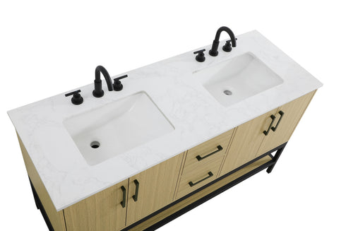 Elegant Lighting Lennox Vanity Cabinet 4Dr2Dw 60 Inch x22 Inch x34 Inch in Honey Brown Model: VF60760DMHB