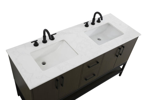 Elegant Lighting Lennox Vanity Cabinet 4Dr2Dw 60 Inch x22 Inch x34 Inch in Mocha Brown Model: VF60760DMMB
