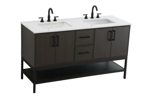 Elegant Lighting Lennox Vanity Cabinet 4Dr2Dw 60 Inch x22 Inch x34 Inch in Mocha Brown Model: VF60760DMMB