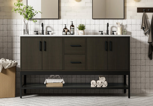 Elegant Lighting Lennox Vanity Cabinet 4Dr2Dw 60 Inch x22 Inch x34 Inch in Mocha Brown Model: VF60760DMMB