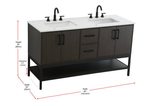 Elegant Lighting Lennox Vanity Cabinet 4Dr2Dw 60 Inch x22 Inch x34 Inch in Mocha Brown Model: VF60760DMMB