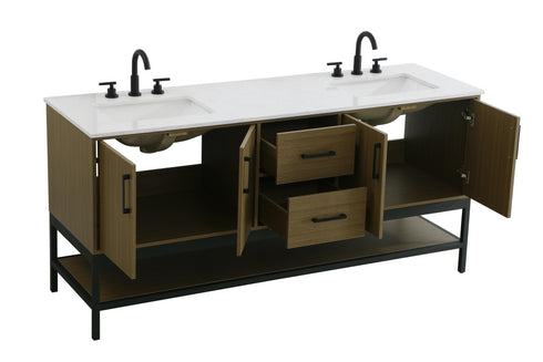 Elegant Lighting Lennox Vanity Cabinet 4Dr2Dw 72 Inch x22 Inch x34 Inch in Chestnut Brown Model: VF60772DMCB