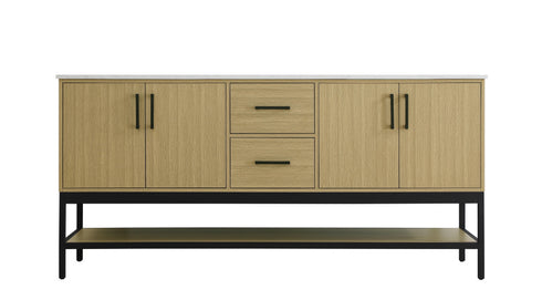 Elegant Lighting Lennox Vanity Cabinet 4Dr2Dw 72 Inch x22 Inch x34 Inch in Honey Brown Model: VF60772DMHB