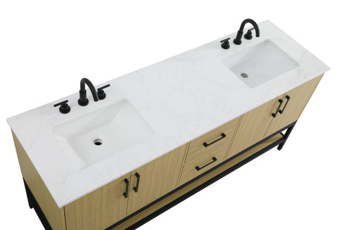 Elegant Lighting Lennox Vanity Cabinet 4Dr2Dw 72 Inch x22 Inch x34 Inch in Honey Brown Model: VF60772DMHB