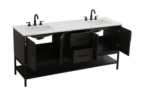 Elegant Lighting Lennox Vanity Cabinet 4Dr2Dw 72 Inch x22 Inch x34 Inch in Mocha Brown Model: VF60772DMMB