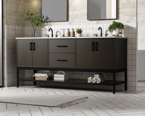 Elegant Lighting Lennox Vanity Cabinet 4Dr2Dw 72 Inch x22 Inch x34 Inch in Mocha Brown Model: VF60772DMMB