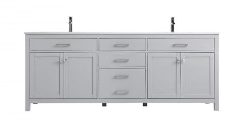 Elegant Lighting Lewis 84 inch Double Bathroom Vanity in Grey Model: VF23384DGR
