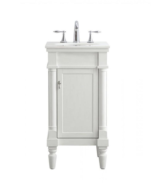 Elegant Lighting Lexington 18 Inch Single Bathroom Vanity in Antique White with Ivory White Engineered Marble Model: VF13018AW-VW