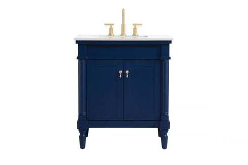 Elegant Lighting Lexington 30 Inch Single Bathroom Vanity in Antique White with Ivory White Engineered Marble Model: VF13030AW-VW