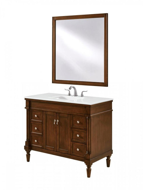 Elegant Lighting Lexington 42 Inch Single Bathroom Vanity in Antique Beige with Ivory White Engineered Marble Model: VF13042AB-VW